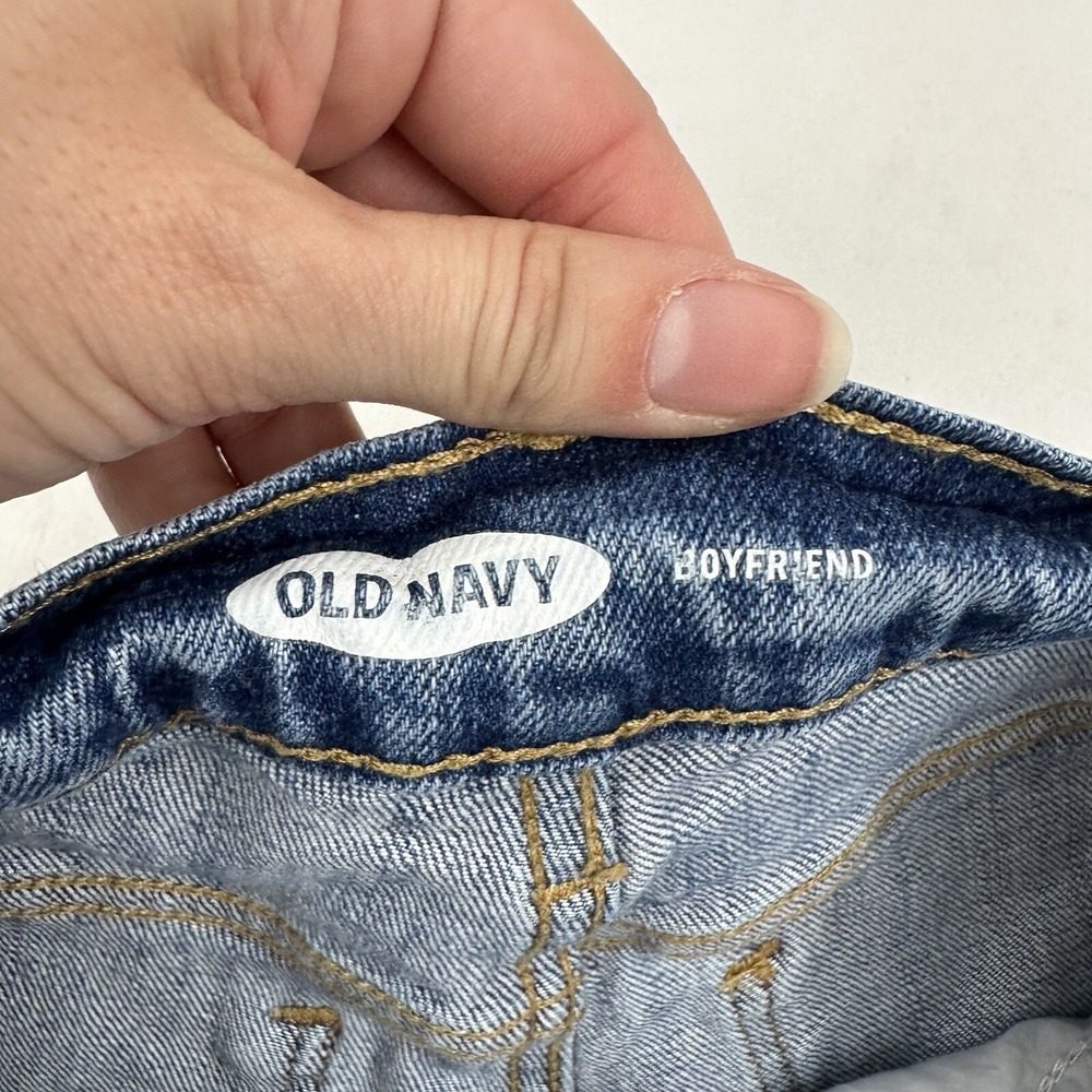 Old Navy Boyfriend Denim Blue Jean Shorts Cuffed Sz 2 Distressed Cotton Stretch - Picture 4 of 6